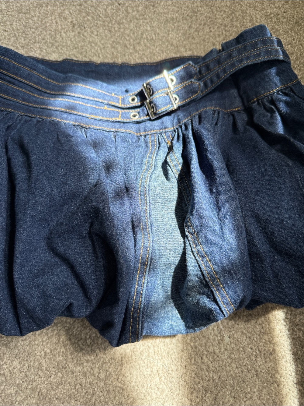Edikted Dark Blue Denim Mini Skirt with Buckle Waist - Picture 2 of 3